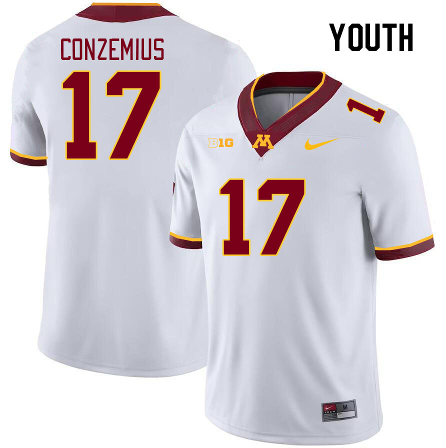 Youth #17 Cade Conzemius Minnesota Golden Gophers College Football Jerseys Stitched-White